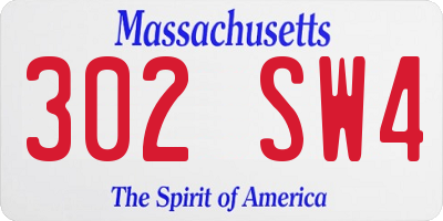 MA license plate 302SW4