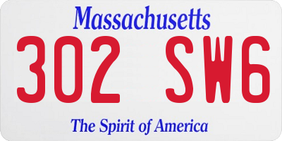 MA license plate 302SW6
