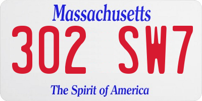 MA license plate 302SW7