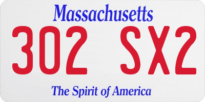 MA license plate 302SX2