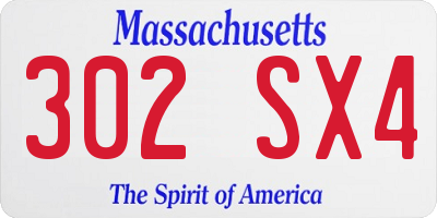 MA license plate 302SX4