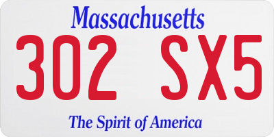 MA license plate 302SX5