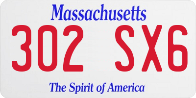 MA license plate 302SX6