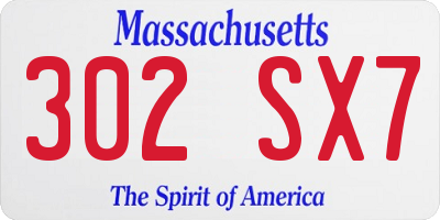 MA license plate 302SX7