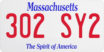 MA license plate 302SY2