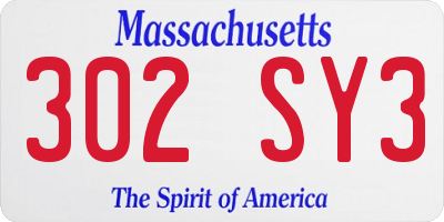 MA license plate 302SY3