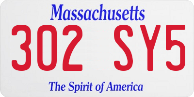 MA license plate 302SY5