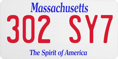 MA license plate 302SY7
