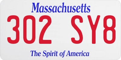 MA license plate 302SY8