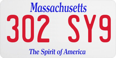 MA license plate 302SY9