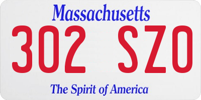 MA license plate 302SZ0