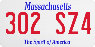 MA license plate 302SZ4