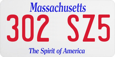 MA license plate 302SZ5