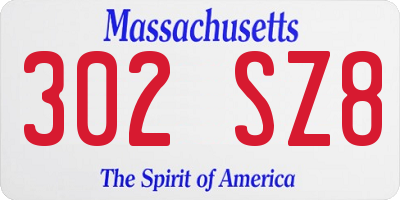 MA license plate 302SZ8