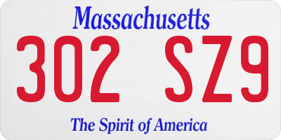 MA license plate 302SZ9