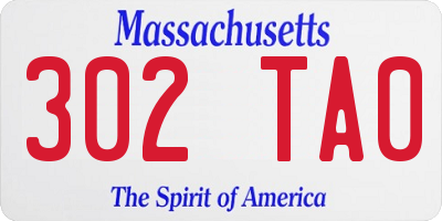 MA license plate 302TA0