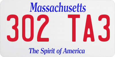 MA license plate 302TA3