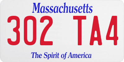 MA license plate 302TA4