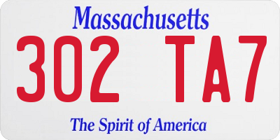 MA license plate 302TA7