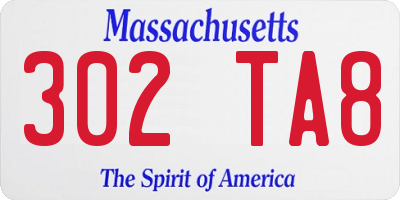 MA license plate 302TA8