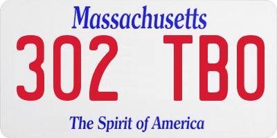 MA license plate 302TB0