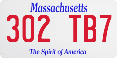 MA license plate 302TB7