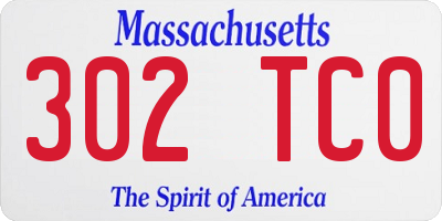 MA license plate 302TC0