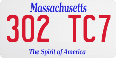 MA license plate 302TC7