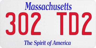 MA license plate 302TD2