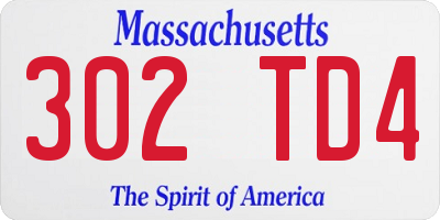 MA license plate 302TD4