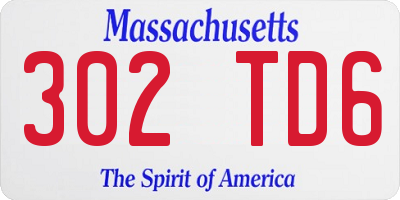 MA license plate 302TD6