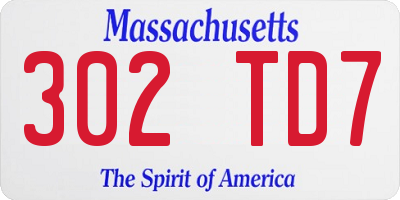MA license plate 302TD7