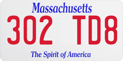 MA license plate 302TD8