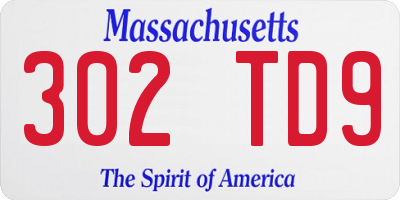 MA license plate 302TD9