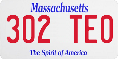 MA license plate 302TE0
