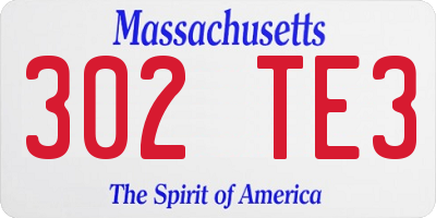MA license plate 302TE3