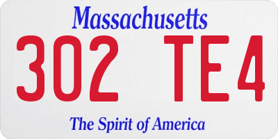 MA license plate 302TE4