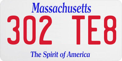 MA license plate 302TE8