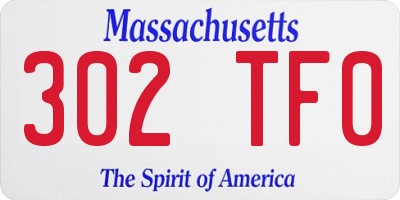 MA license plate 302TF0