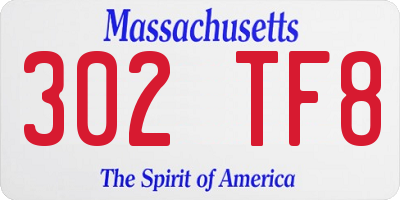 MA license plate 302TF8