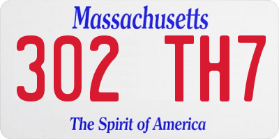 MA license plate 302TH7