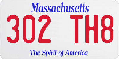 MA license plate 302TH8