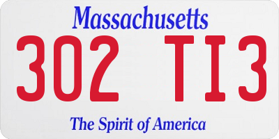 MA license plate 302TI3