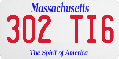 MA license plate 302TI6