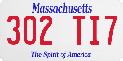 MA license plate 302TI7