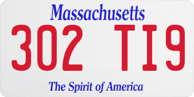 MA license plate 302TI9
