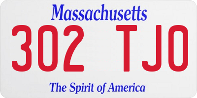 MA license plate 302TJ0