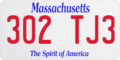 MA license plate 302TJ3