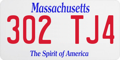 MA license plate 302TJ4