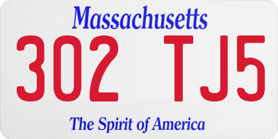 MA license plate 302TJ5